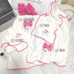 高颜值吊带浴裙洗澡可穿浴巾干发帽可爱家用宿舍吸水浴袍毛巾套装
