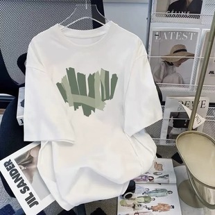 [白色t恤女短袖2023年夏季新款洋气小衫宽松大码半袖体恤上衣ins潮]