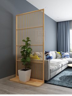 Group-free Screen Japanese-style Bamboo Partition Nordic Simple Solid Wood Grille Modern Movable Entrance Entrance Floor Seat Screen