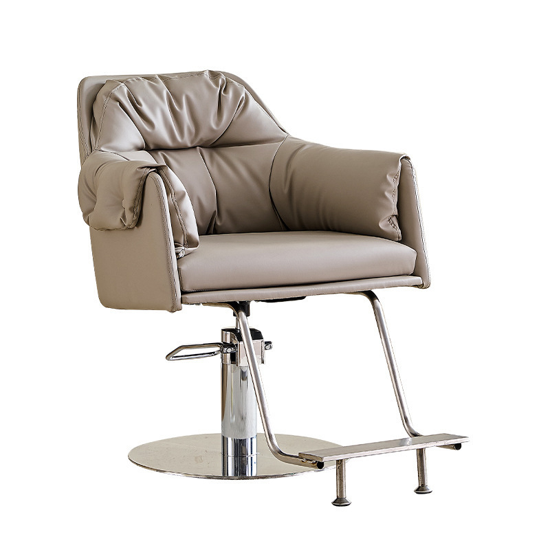 Fábrica directa de elevación silla de peluquería sensación de asiento cómodo y suave salón de belleza maquillaje especial de acero inoxidable gran chasis redondo