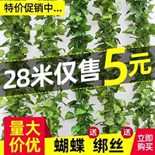 仿真植物藤条爬山虎葡萄叶绿树叶塑料假花水管道缠绕藤蔓吊顶装饰