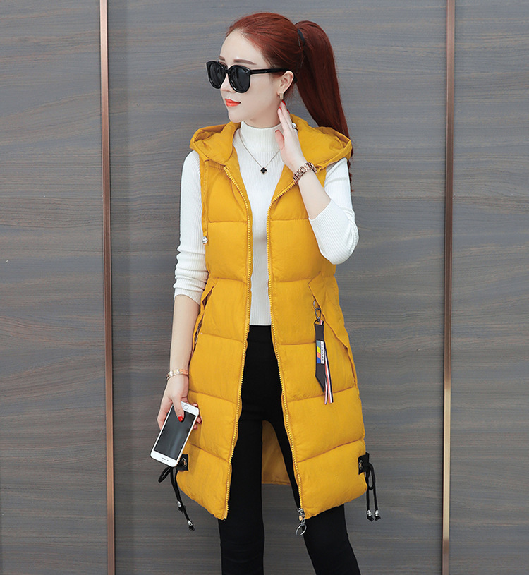 Damen Steppweste Mit Kapuze Lange Winterweste Für Herbst Und Winter_voghion.com
