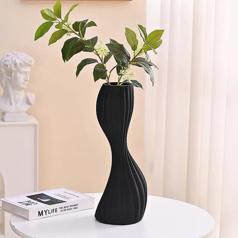 Moderno simple negro torsión floral modelo de geometría decoración artesanía creativa decoración para el hogar