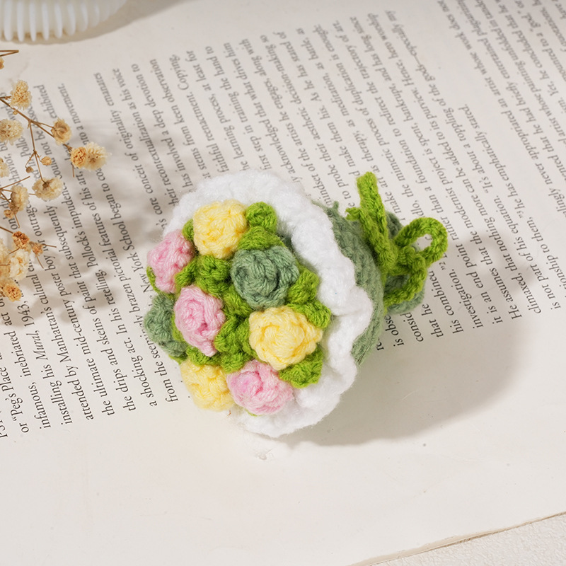 钩织花束手捧花针织迷你成品毛线情人节玫瑰手捧花手工教师节礼物|undefined