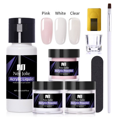 Nee Jolie水晶粉套装美甲工具透明水晶甲雕花粉指甲延长粉模型甲
