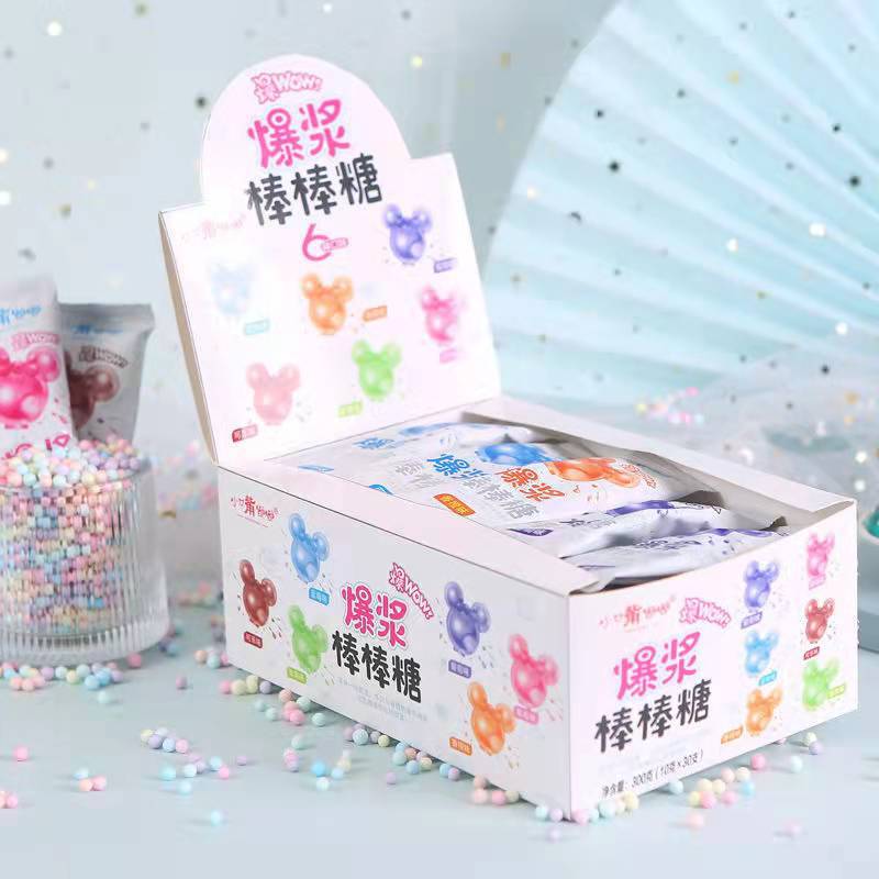 免运费2022新品网红产品综合果汁爆浆硬糖米奇耳朵造型棒棒糖