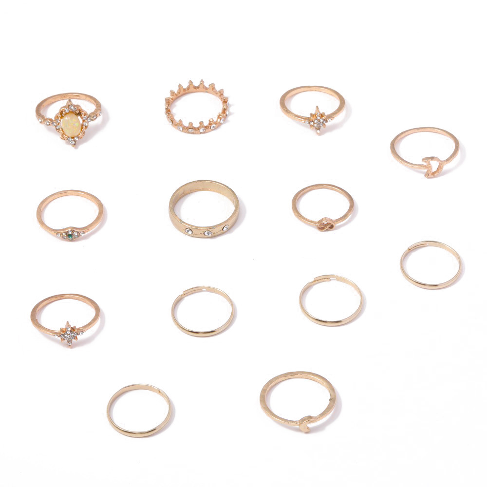 Stackable Band And Tiny Cubic Zirconia Ring Set Minimalist Style_voghion.com
