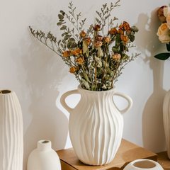 白い花瓶インスタイル高価値リビングルームドライフラワーホームステイ多用途芸術的センスホームソフトデコレーション防水