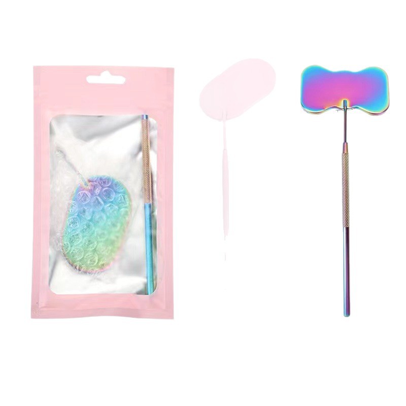 Cruz-frontera uñas belleza pestañas Acero inoxidable anti-niebla Oval injerto pestañas espejo belleza auxiliar pestañas herramientas de pestañas al por mayor