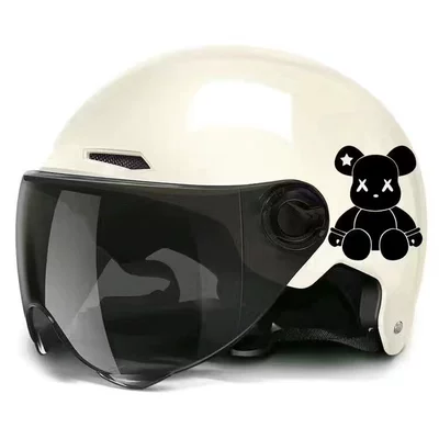 seasons, universal safety helmet, Motosiklet kaskı (dəbilqə) - white-violent-bear-sunscreen-glasses-one-size-fits-all
