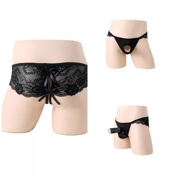 Cross-Border Sexy Men's Sexy Underwear Hollow Double Bow Multi-Color Optional Lace Men's Underwear