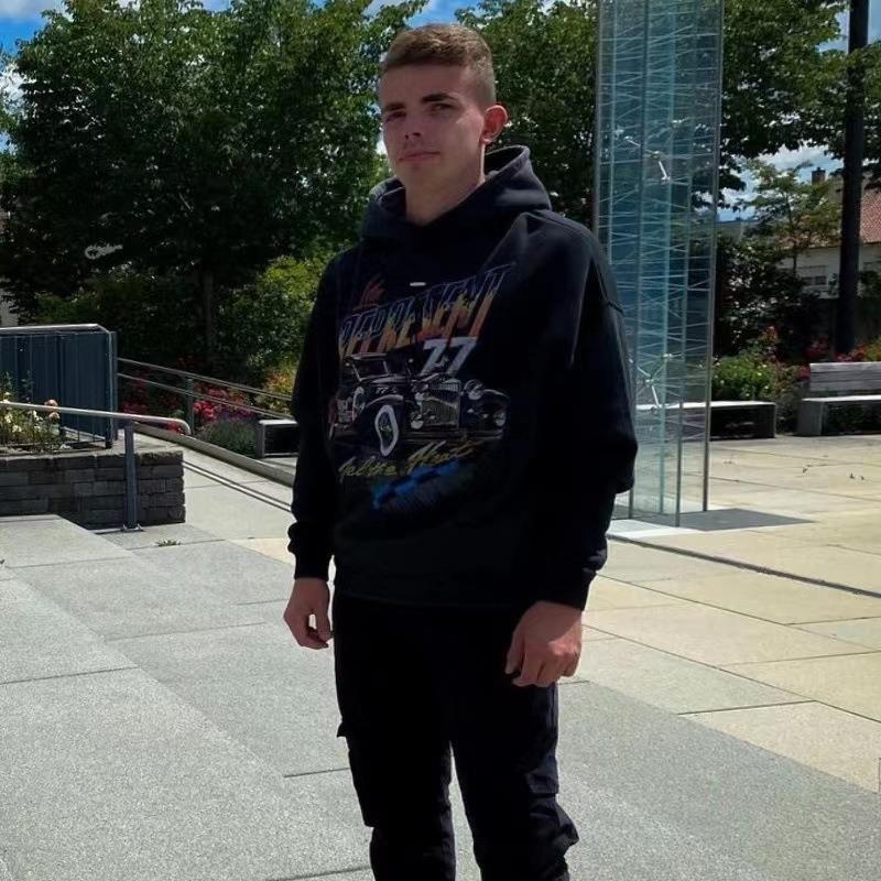 Autumn and winter new report big R motorcycle style distressed hoodies, outerwear trend_voghion.com