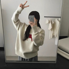 2025秋冬新款卡通小狗针织衫上衣韩版宽松设计感圆领毛衣套头女潮
