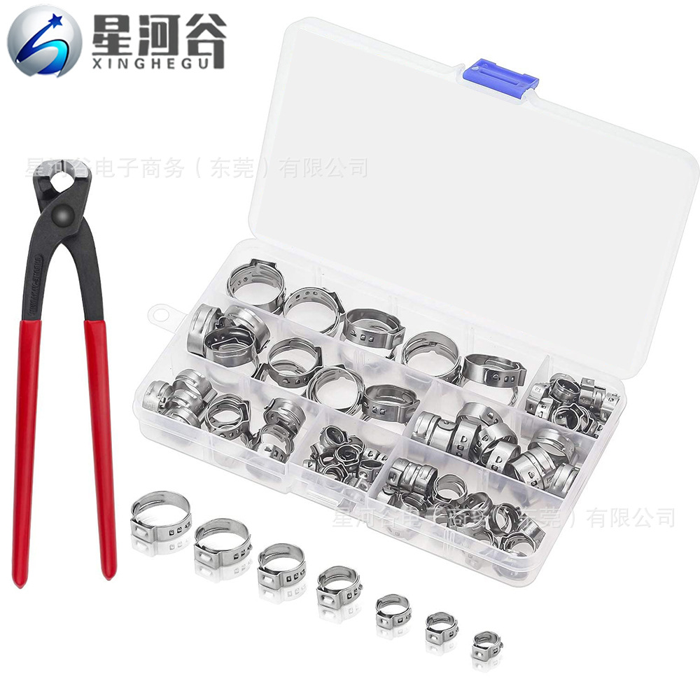 Transfronterizo 100pcs caja de acero inoxidable de una sola oreja + abrazadera de abrazadera