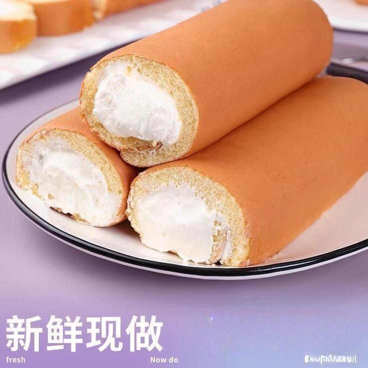 老式奶油面包奶油卷蛋糕怀旧零食糕点心巧克力网红奶油虎皮瑞士卷|undefined