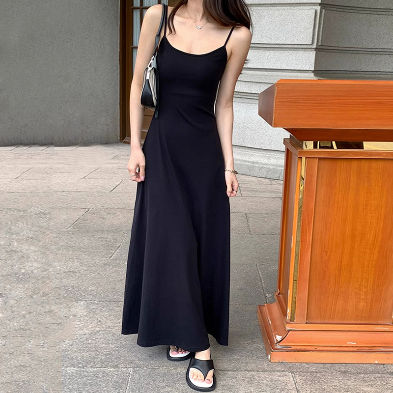 Black summer fitted base dress sleevless