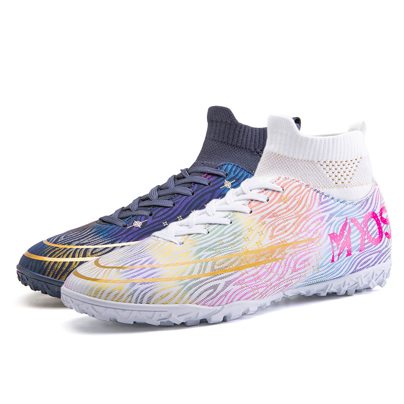 Transfronterizo zapatos de fútbol de uñas rotas de largo alto-Top Plus tamaño cómodo transpirable césped artificial suave absorción de choque moda hombres y mujeres de entrenamiento