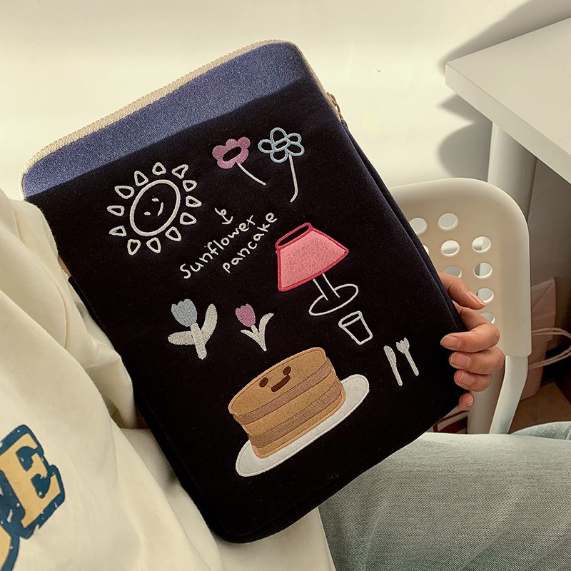 Japanese and Korean Fashion Style Cute Embroidered Inner Bag for Apple 13.3/14/ 15.6inch Huawei 16inch Shockproof Computer Bag