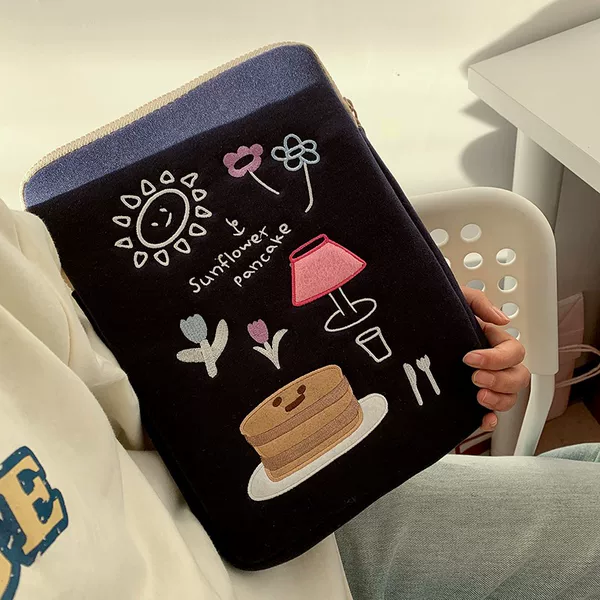 Japanese and Korean Fashion Style Cute Embroidered Inner Bag for Apple 13.3/14/ 15.6inch Huawei 16inch Shockproof Computer Bag