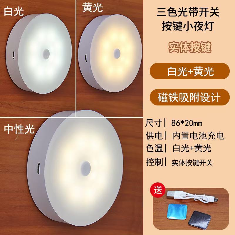 Luz nocturna inteligente LED con sensor de cuerpo humano para mesita de noche, pasillo, dormitorio, hogar, luz inalámbrica para el hogar.
