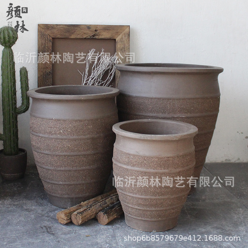 Lodo de arena púrpura con maceta alta de cerámica maceta profunda de flores maceta de cerámica gruesa paisajística de tornillo maceta de decoración de balcón de plantación verde maceta combinada