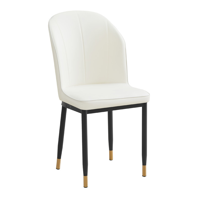 Silla de respaldo simple moderna silla de cuero silla de ocio silla de comedor de paquete suave silla de negociación silla de comedor de tres filas