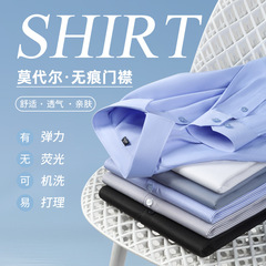 莫代尔棉男衬衫长袖云感垂顺抗皱轻奢商务休闲正装高档春秋男衬衣