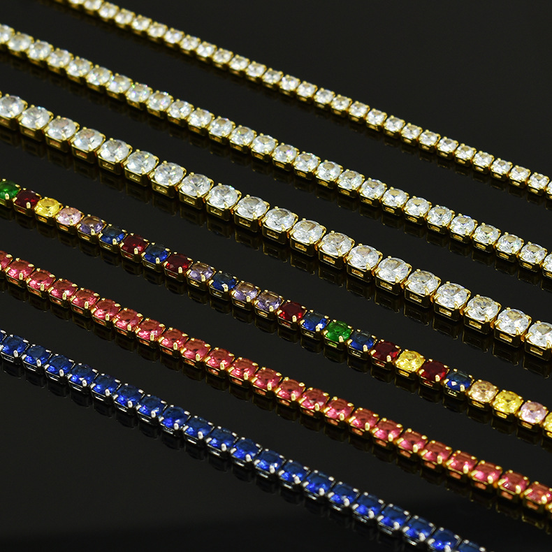 10g Weight Zircon Inlay Material Tennis Bracelet Classification Copper Chain Material Tennis Chain Chain Type 1 Piece Quantity Daily Occasion Copper Material Geometric Pattern All Seasons Season Unisex Gender Inlay Design Hip-Hop, Shiny Style Wholesale Jewelry Hip-Hop Shiny Geometric Copper Zircon Inlay Tennis Bracelet Tennis Chain 2
