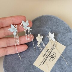 超仙精致蝴蝶流苏耳钉女轻奢高级感气质耳环2025新款冷淡风耳饰品