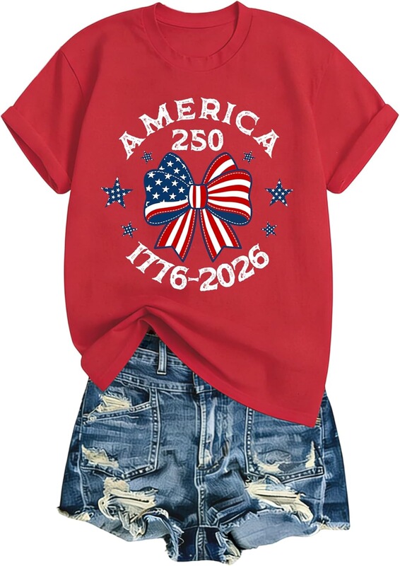【Cross-Border European Sizes】Independent Site European Sizes 250Th Anniversary Commemorative American Short-Sleeve Women's July 4Th American Exclusive