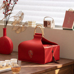 高級茶具禮盒一壺一海6杯竹柄手提收納箱可拆卸收納茶具杯子空盒