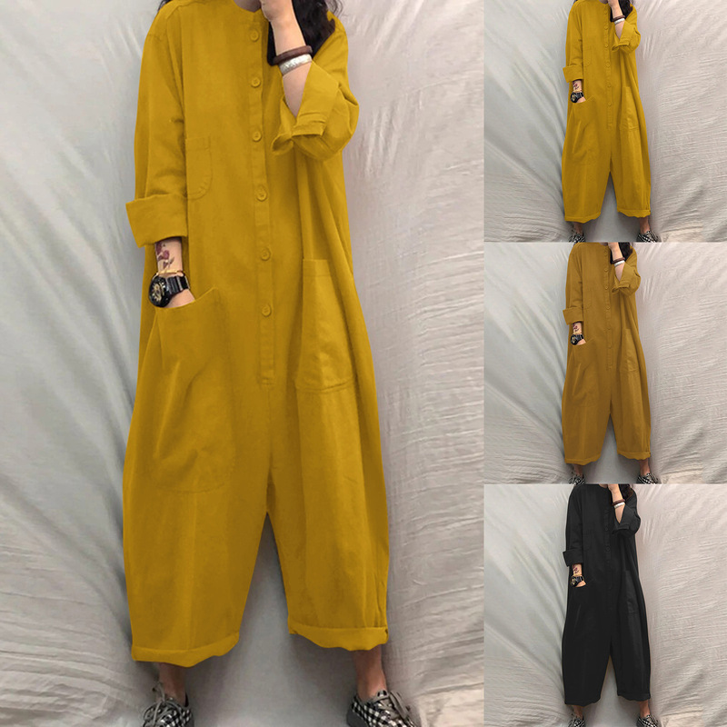 Amazon Aliexpress Ebay Plus Size Women's Jumpsuit Multi-Pocket Shirt Jumpsuit Amazon Aliexpress Ebay Plus Size Women's Jumpsuit Multi-Pocket Shirt Jumpsuit