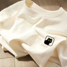 短袖t恤男情侣装纯棉潮牌流行T恤圆领宽松体恤白色上衣运动服