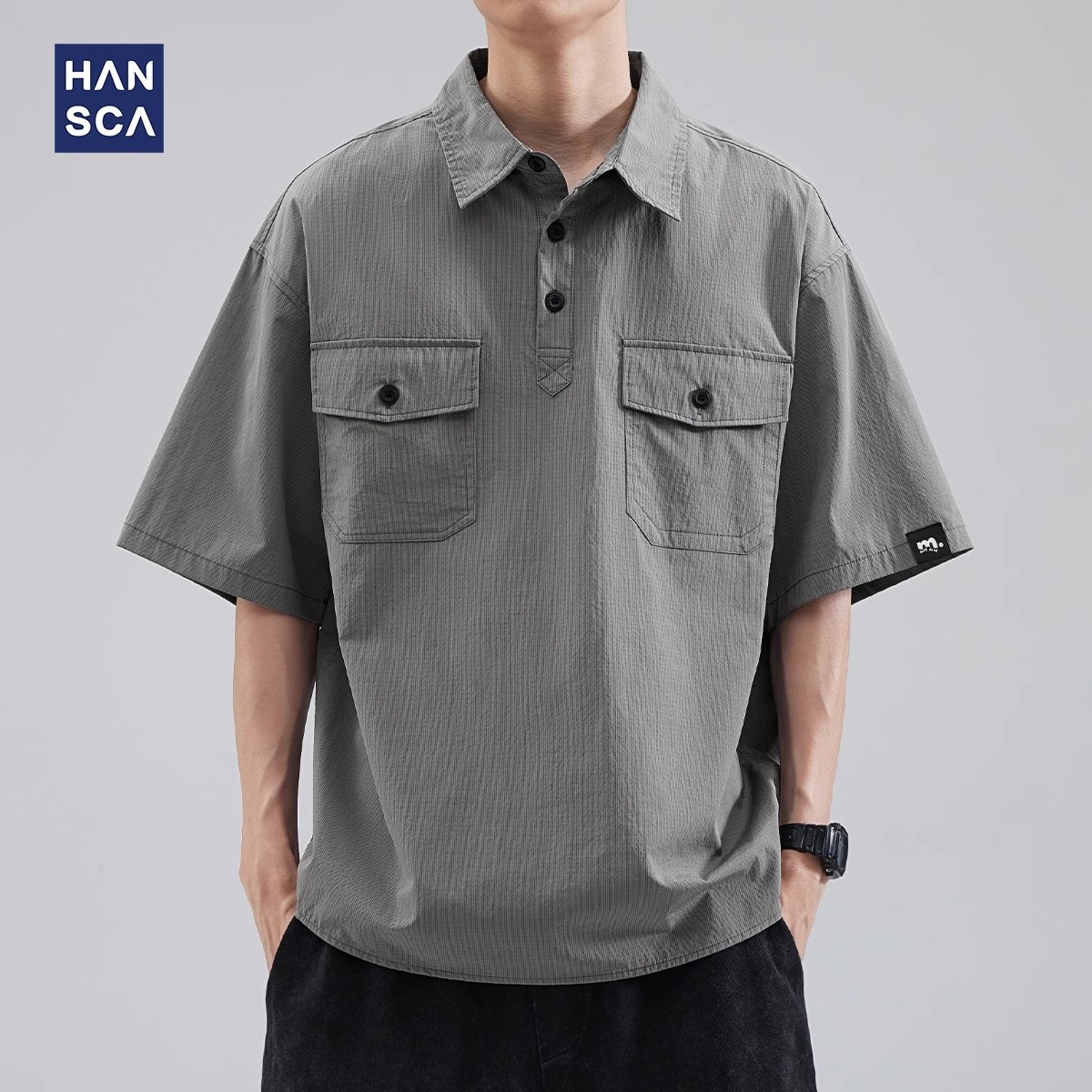 plus size Summer Ice Silk Short-sleeved Shirt Men's Polo Shirt Thin American Style Loose Half-sleeved Trendy Crock Shirt