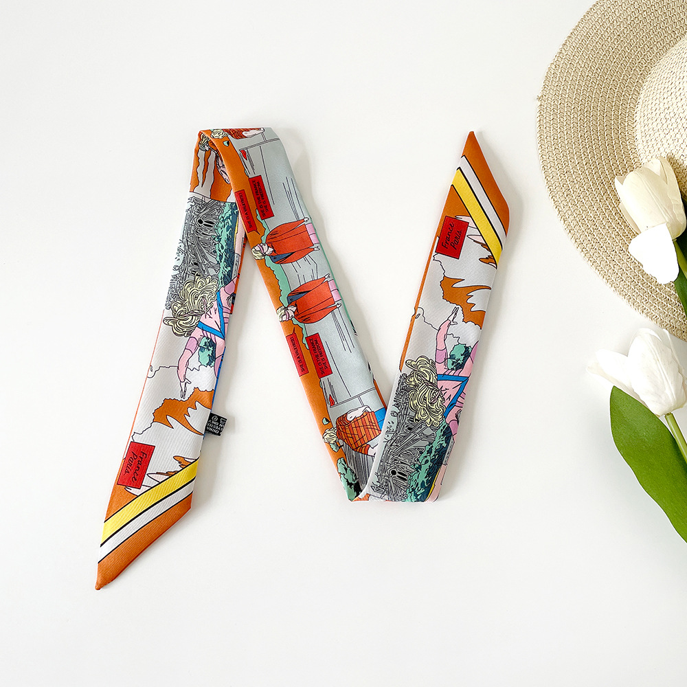 Women's Elegant Retro Printing Bag Satin Silk Scarf display picture 28