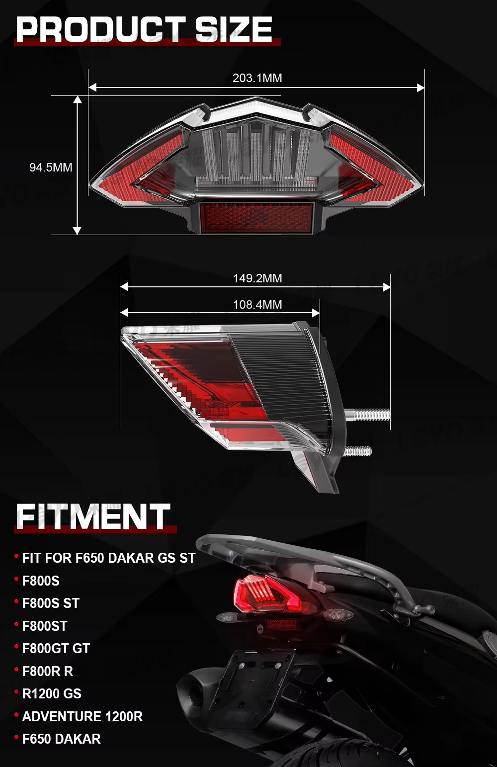 Applicable to BMW motorcycle BMW R1200GS F800 modified rear taillight rear brake light with turn signal
