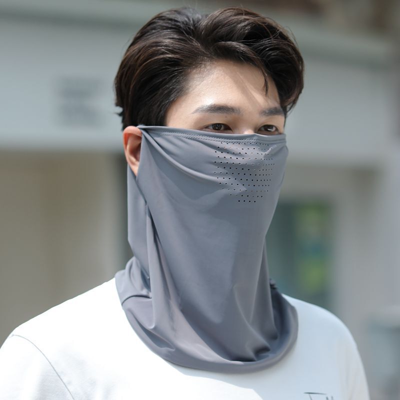 Upf50+ Ice Silk Sunscreen Mask for Men and Women, Summer Outdoor Cycling Mask, Sun Protection, Full Face Mask, Veil, Breathable