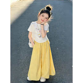 女童夏套装2026新款洋气儿童时髦韩版简约休闲两件套女孩夏装衣服
