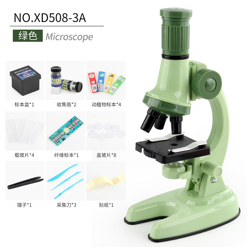 Microscopio verde XD508-3A caja de color inglés 260g