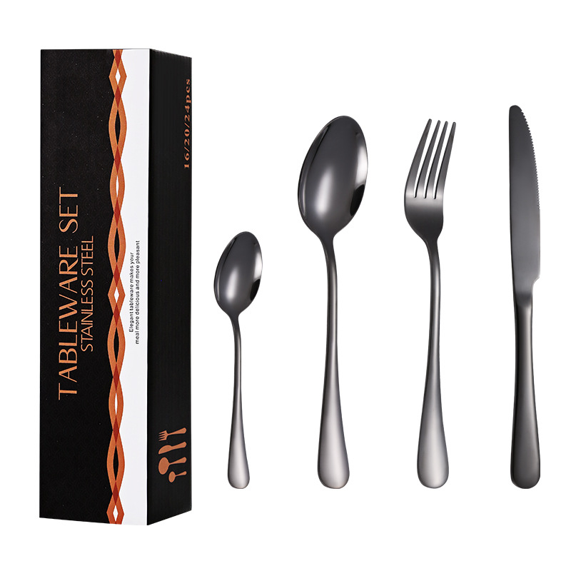 Amazon popular vajilla de acero inoxidable occidental 16 piezas traje 1010 cuatro piezas principales cuchillo, tenedor y cuchara traje de caja de regalo transfronterizo