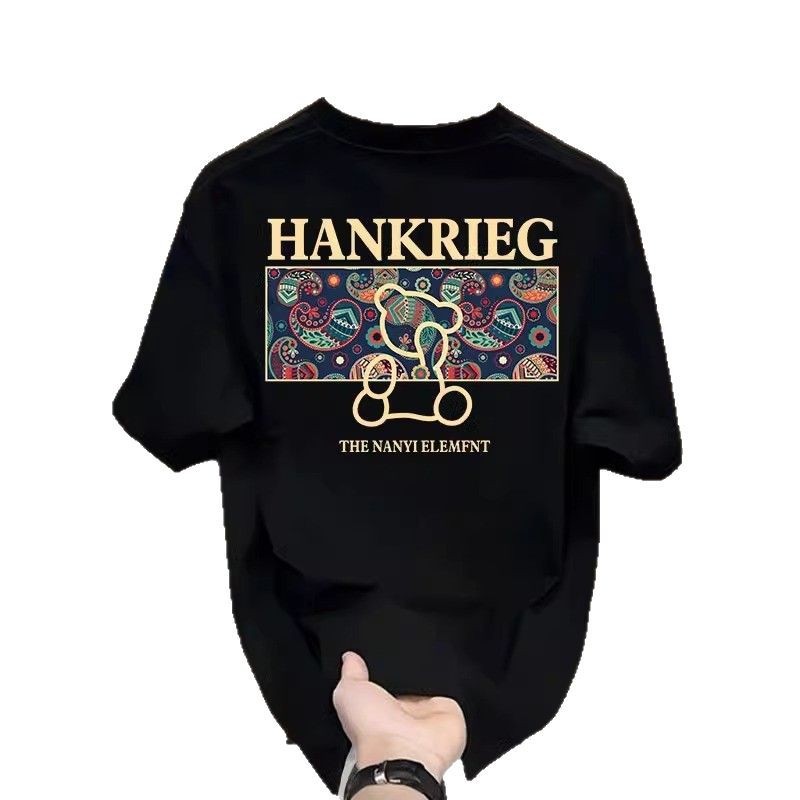 T-shirt da uomo oversized in cotone con grafica orso streetwear_voghion.com