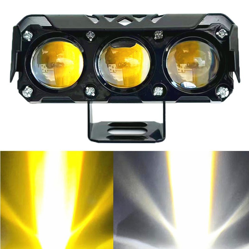 Motorcycle spotlight led faro bicolor dos ojos cuatro ojos cinco seis ojos luz alta y baja luz delantero eléctrico impermeable