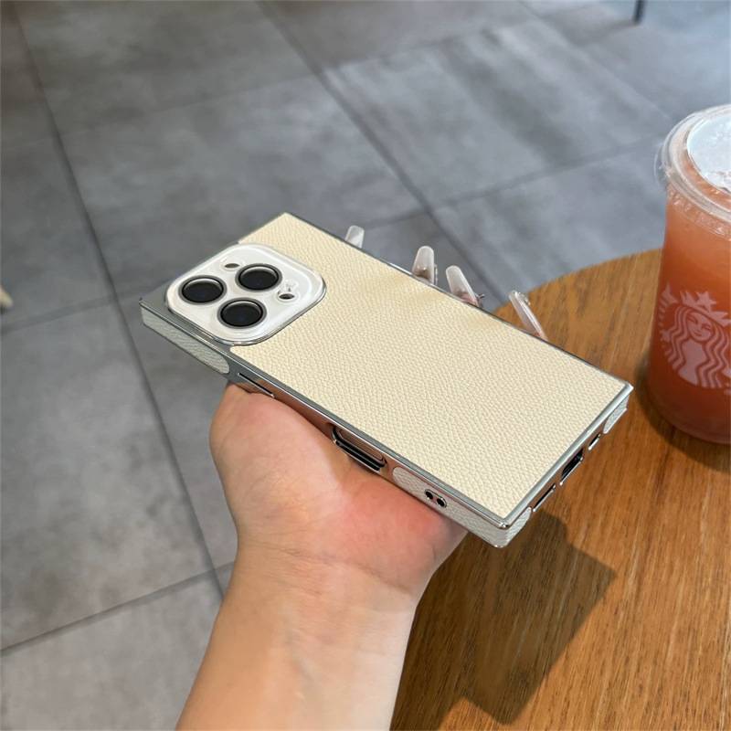 电镀荔枝纹适用iPhone16pro手机壳苹果15pro皮纹14pro高级感13pro|undefined