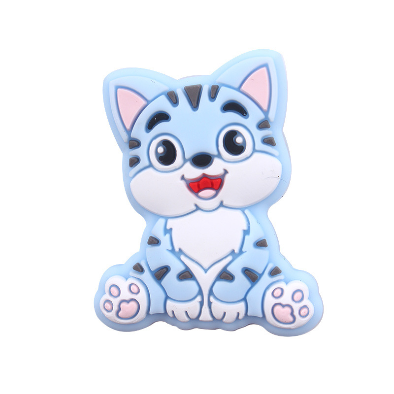 Nuevos artículos para bebés DIY animales de dibujos animados gatitos joyas de silicona pezón cadena de dientes molares accesorios de pulsera de diente