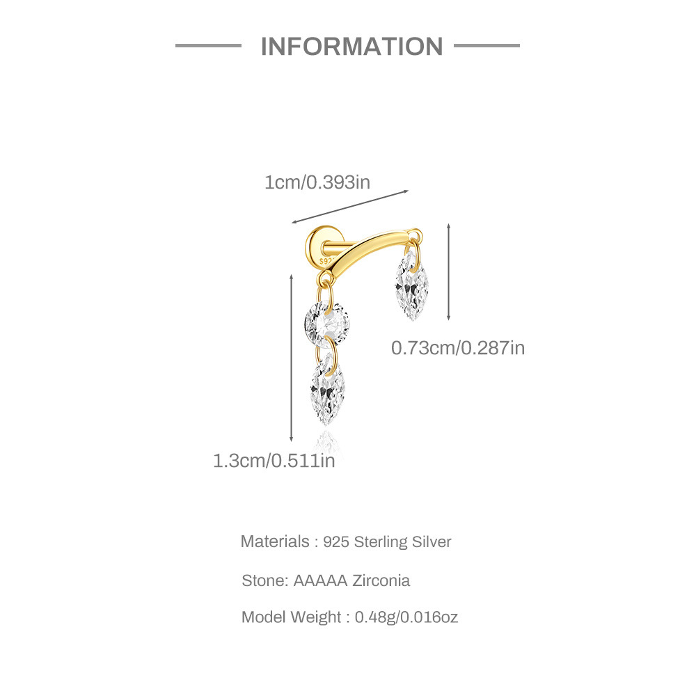 1g Weight Zircon Inlay Material Ear Studs Classification Ear Cartilage Rings & Studs Piercing Type 1 Piece Quantity Daily Occasion 925 Sterling Silver Material Geometric Pattern All Seasons Season Unisex Gender Elegant, Simple Style Style 1 Piece Ear Cartilage Rings & Studs Elegant Simple Style Geometric 925 Sterling Silver Zircon Ear Cartilage Rings & Studs 9
