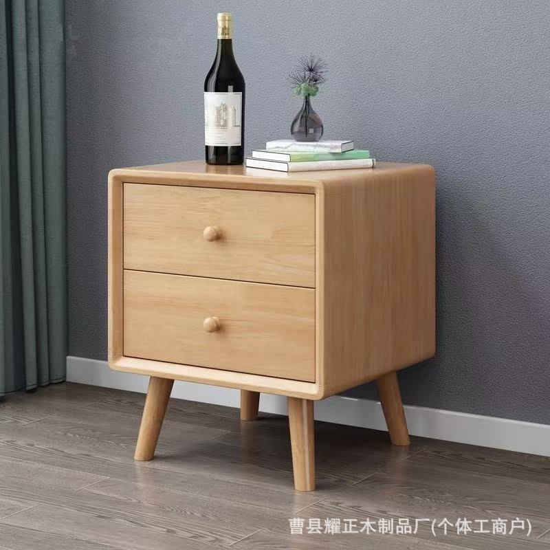 Nordic Solid Wood Bedside Table Simple Modern Fully Equipped Bedroom Simple Small Storage Cabinet Home Storage Bedside Cabinet