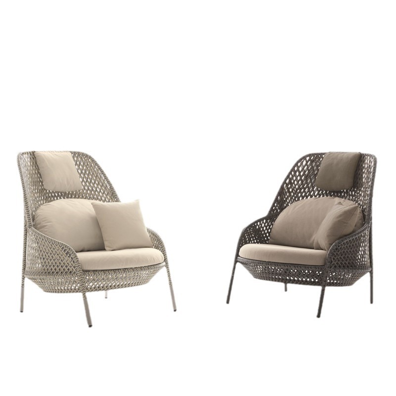 Sofá de ratán nórdico terraza al aire libre sofá patio sala de estar balcón sofá de ratán al aire libre impermeable sofá individual silla