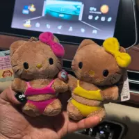 Трансграничный новый kitty бикини флуоресцентный желтый порошок гавайская кошка черный кожаный праздник брелок