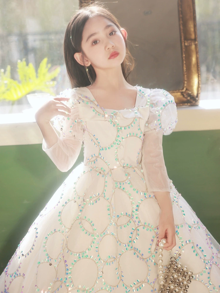 Детское платье Высококлассное платье принцессы на день рождения Ведущая для девочек Свадьба для девочек-цветочниц Платье для фортепиано для маленьких девочек