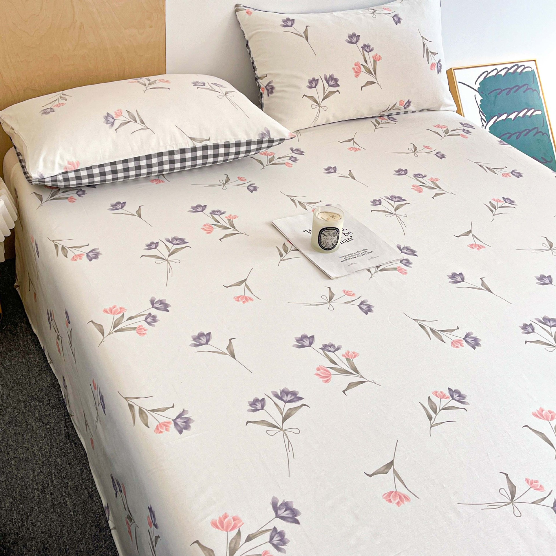 2025 nuevo estilo sábana de algodón puro pieza individual 100 algodón verano dormitorio niños sábana individual funda de almohada doble traje de tres piezas 3